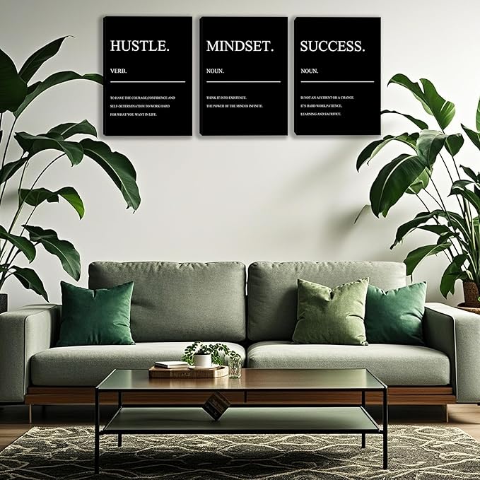 3 Panel Print Canvas Wall Art Motivational Office Wall Decor Painting Inspirational Posters Modern Inspiring Artwork for Home Living Room Bedroom Wall Decor Office Wall Art Ready to Hang - 48"Wx24"H