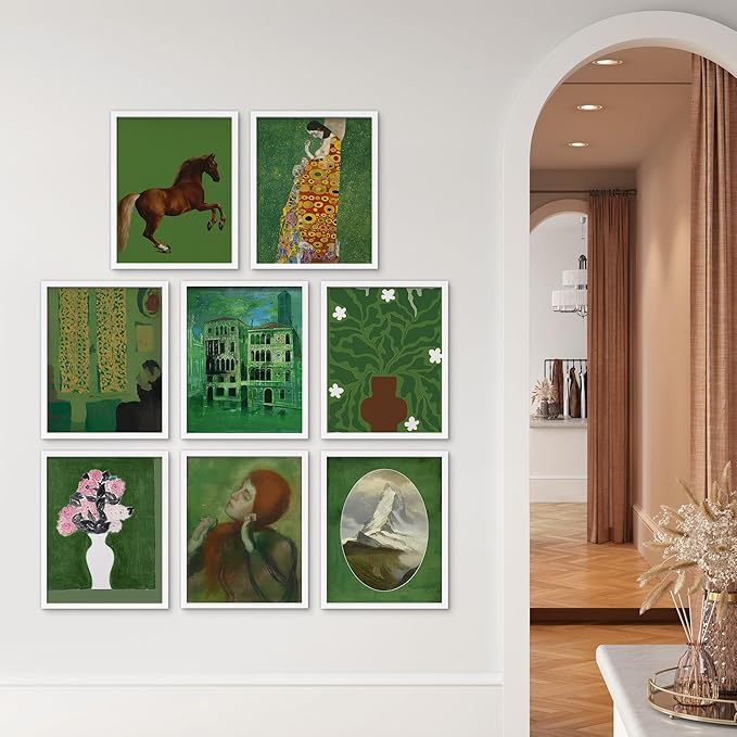SIGNWIN Framed Poster Bathroom Decor, Wall Art Room Decor Multicolor for Living Room, Bedroom, Office Gustav Klimt Kiss Flowers Horse Landscapes Vintage Illustrations Bohemian - 8"x10"x 8 White