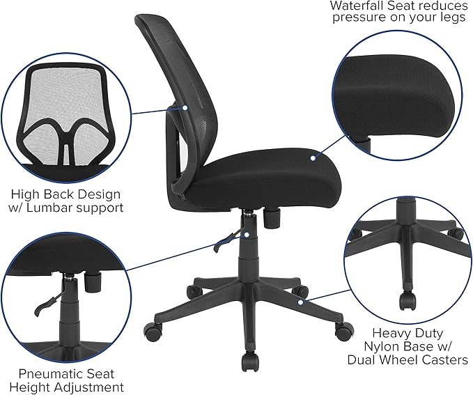 Flash Furniture Salerno Series High Back Black Mesh Office Chair