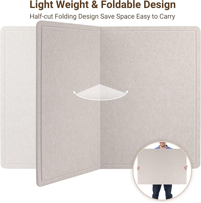 AKTOP Cork Bulletin Board 36" x 48", Large Foldable Felt Notice Pin Board for Wall, Decorative CorkBoard Photo Display Board with Self-Adhesive Tape for Office, School & Home, 25 Pushpins, Latte