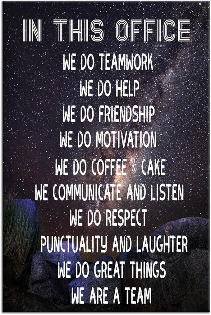 Inspirational Canvas Wall Art Home Decor Motivational Entrepreneur Quotes in This Office We Do Teamwork Poster Print Painting Artwork for Bathroom Teens Room Ready to Hang [12''Wx18''H]