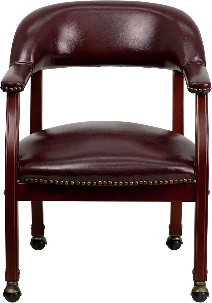 Flash Furniture Sarah Oxblood Vinyl Luxurious Conference Chair with Accent Nail Trim and Casters