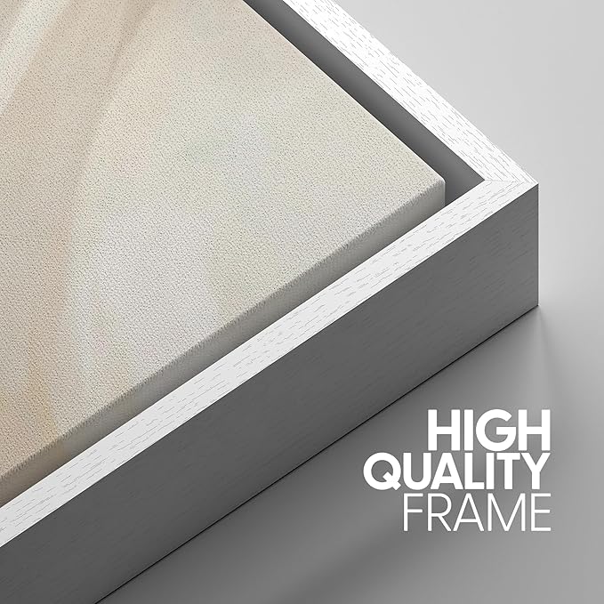 SIGNWIN Framed Canvas Print Wall Art Set Abstract Beige Flow Neutral Brushstroke Illustrations Modern Art Decorative Boho Relax/Zen Nordic for Living Room, Bedroom, Office - 16"x24"x3 White