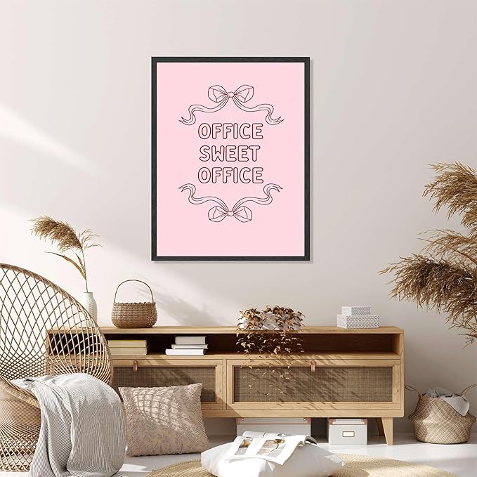 Framed Office Sweet Office Poster Canvas Print Art Modern Minimalist Aesthetic Wall Art Pictures Wall Decor Home Decor Office Apartment (black frame,8" Lx12 W)