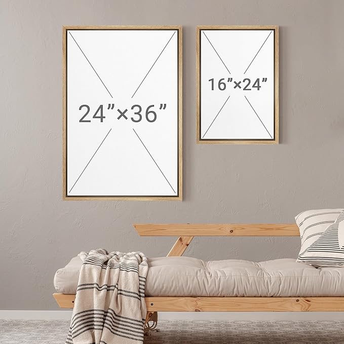MUDECOR Framed Wall Art Print Set Neutral Coastal Seascape Minimalist Ocean Waves and Sandy Shore Illustrations Modern Art Boho Decorative for Living Room, Bedroom, Office - 24"x36"x3 NATURAL