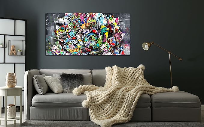 SIXTTART Flower Pictures Wall-Decor - Banksy Street Wall Art - Large Abstract Canvas Wall Art Ready To Hang Size 59" x 29"