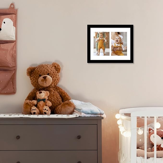 VIOLABBEY 8x10 Collage Picture Frames 2Pack, Fit 4x6 Double Photos with Mat or One 8X10 Pictures without Mat for Wall or Tabletop, Picture Frames Collage Wall Decor ,4x6 Picture Frame Collage with Stand Black