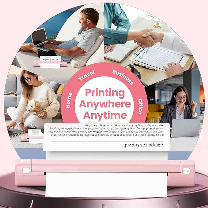 Phomemo Portable Printers Wireless for Travel, Support 8.5" X 11" Thermal Paper, Bluetooth Thermal Printer Compatible with iOS, Android & Laptop, Inkless Mobile Printer for Office, Home, School