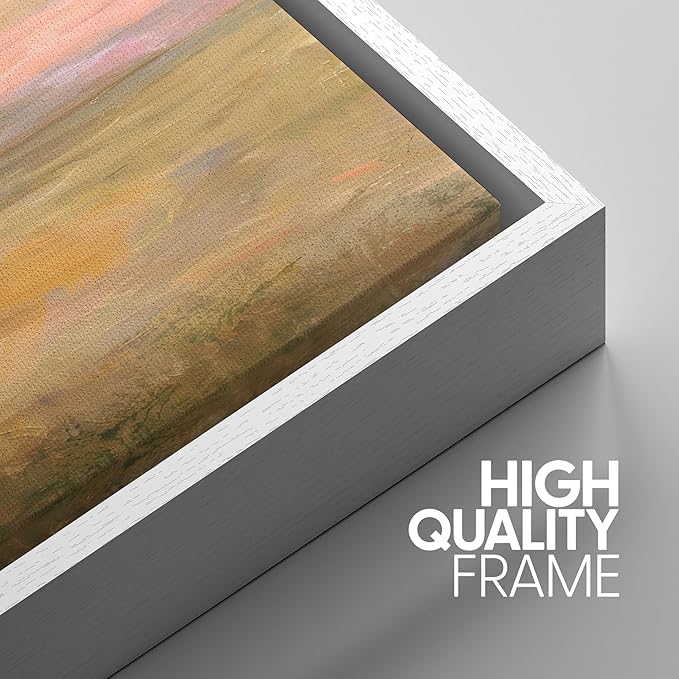 SIGNWIN Framed Canvas Print Wall Art Set Blush Sunset Over Meadow Illustrations Decorative Relax/Calm Zen for Living Room, Bedroom, Office - 24"x36"x3 WHITE