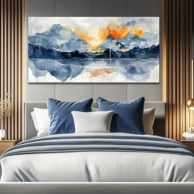 KELIYUAN Large Wall Decor For Bedroom Canvas Wall Art For Living Room Office Decoration Mountain Landscapes Wall Paintings Abstract Watercolour Pictures Artwork Modern Home Decor Ready To Hang