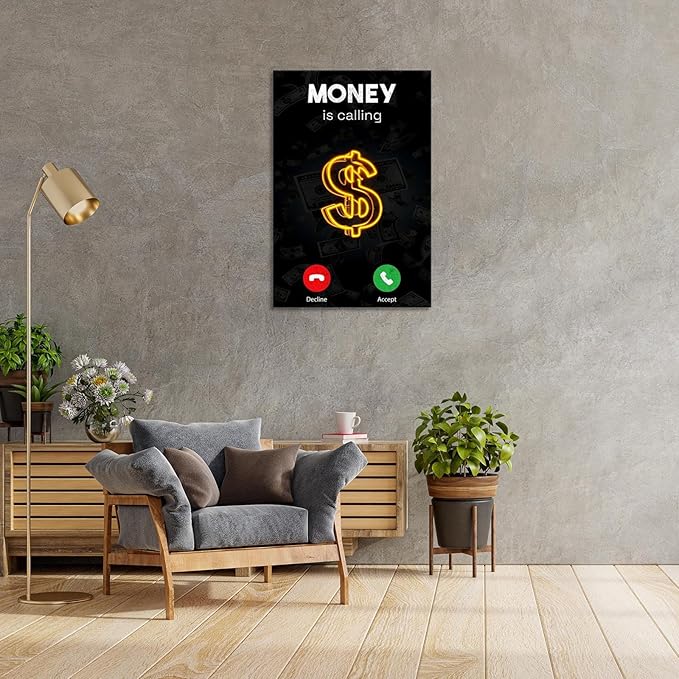 Work Motivation Hustle Inspiring Sign Wall Art Trendy Motivational Positive Quotes Canvas Poster Funky Motivational Quotes Prints Painting For Office Living Room Wall Decor 16x24in Framed