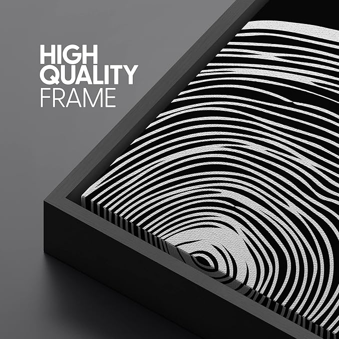 SIGNLEADER Framed Canvas Print Wall Art Set Duotone Geometric Wood Ring Circle Collage Abstract Shapes Illustrations Modern Art Boho Decorative for Living Room, Bedroom, Office - 16"x24"x3 BLACK