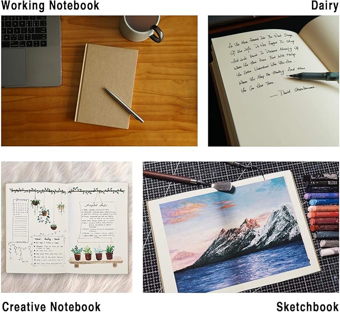 LABUK 4 Pack Blank Notebook Bulk, 120 Sheets Sketch Book 100gsm 5.6"x 8.3" Hardcover Sketchbook for Office School Travelers Gifts