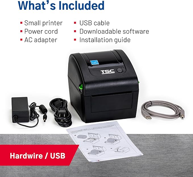 TSC DA210 Desktop Direct Thermal Label Printer for Postage, Shipping Tags, Receipts, Barcodes, Retail, Small Business, School, Home Office, and Stickers USB Connection, 4 Inch Width