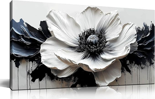 Flower Canvas Wall Art for Living Room - Black and White Wall Art for Bedroom - Modern Wall Decor for Bedroom Women Size 20" x 40"
