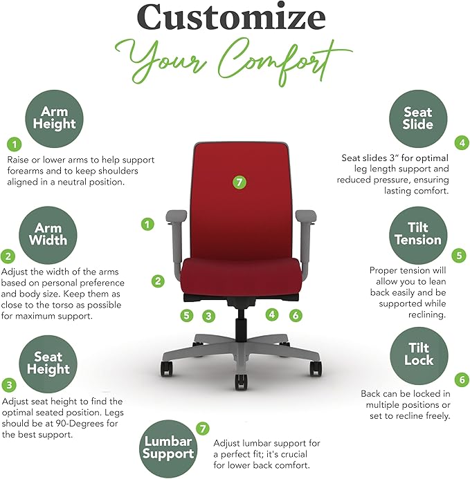 HON Ignition 2.0 Low Back Task Chair, Spectrum Mesh, Advanced Synchro-Tilt Control, Office Chair with Lumbar Support, Height and Width Adjustable Arms, Titanium Frame, Bullseye