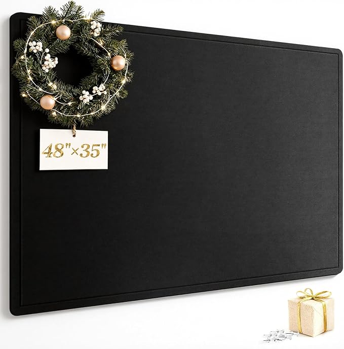 Bulletin Board, 48 X 35 inches Decorative Felt Cork Board Alternative with Pushpins, Foldable Felt Notice Pin Board Photo Display Board for Office Home School Wall