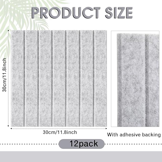 Honoson 12 Pack 47" x 35" Large Cork Board Alternative Felt Bulletin Board Wall Tiles with Safe Square Adhesive Large Roll Cork Tiles for Walls Organize Home Office Classroom Pin Panels(Marble Gray)