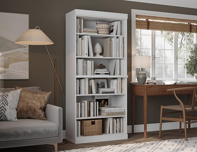 Palace Imports Solid Wood Bookcase - Stackable Modular 6 Tier Bookshelf - 71.5" Tall x 32" Wide - White Book Shelf, Open Display Shelf for Living Room, Office, 100% Eco-Friendly Wood, Made in Brazil