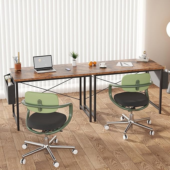 OLIXIS Computer Desk 44 Inch Home Office Desks for Small Spaces, Gaming Writing Study Work Table with Storage Bag for Bedroom, Rustic Brown