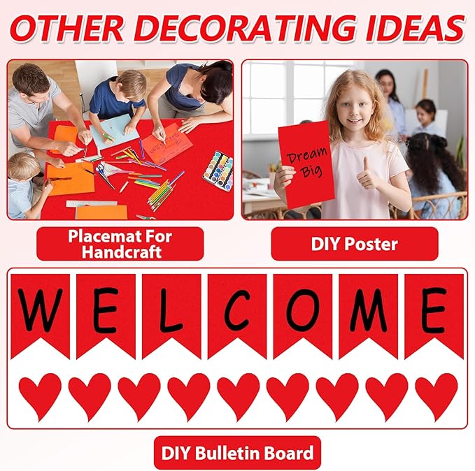 Qyeahkj 17.7in x 20ft Bulletin Board Paper Roll Bulletin Board Background Paper Fade Resistant Classroom Decoration Poster Art Craft Home Wall Education Decor Supplies Red