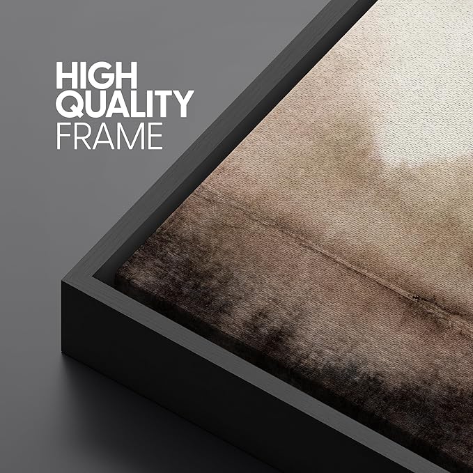 SIGNFORD Extra Large Framed Canvas Misty Woodland Neutral Landscape Illustrations Modern Art Calm Warm for Living Room, Bedroom, Office - 60"x30"