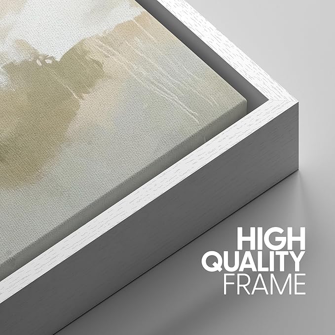 SIGNWIN Framed Canvas Print Wall Art Set Neutral Abstract Landscape Earthy Tones Minimalist Illustrations Modern Art Decorative Abstract for Living Room, Bedroom, Office - 24"x36"x3 White