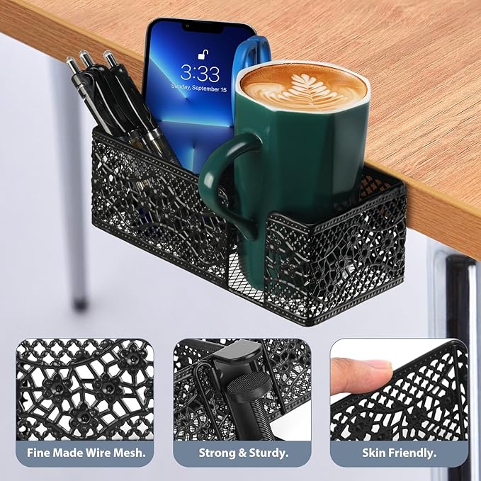 Desk Organizer Clip on Desk Cup Holder Pencil Holder for Desk Storage Beverages Phone Holder Desk Organizer and Accessories Office School Home