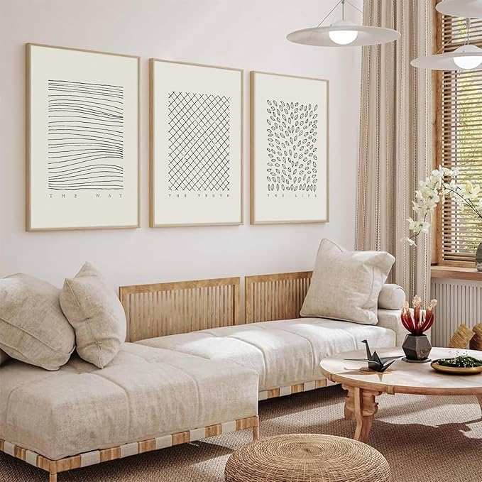 Christian Wall Art Bible Verse Canvas Poster Jesus the Way the Truth the Life Wall Decor Scripture Pictures Minimalist Prints Line Religious Painting Faith Artwork for Living Room 16x24 Inch Unframed