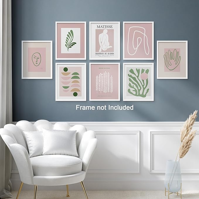 SIGNWIN Adhesive Canvas Poster Bathroom Decor 11"x14"x 8, Wall Art Room Decor Multicolor for Living Room, Bedroom, Office Matisse Nude Dancer Geometric Pink Jungle Plant Nature Abstract Shapes