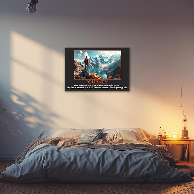 UZMKM - Inspirational Canvas Wall Art, Quotes Motivational Journey Black Style Print Picture for Office Wall Decor, Company Poster Framed Artwork for Women Men Home Decor Ready to Hang 32x48 Inch