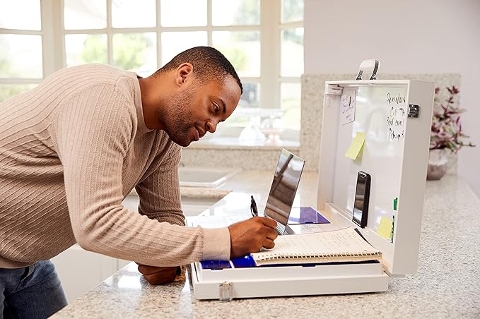 Worky 15-in-1 Home Office Portable Workstation Desk with Built-in Storage, 3.5" D x 26" W x 16.5" H, 14 Lbs, White