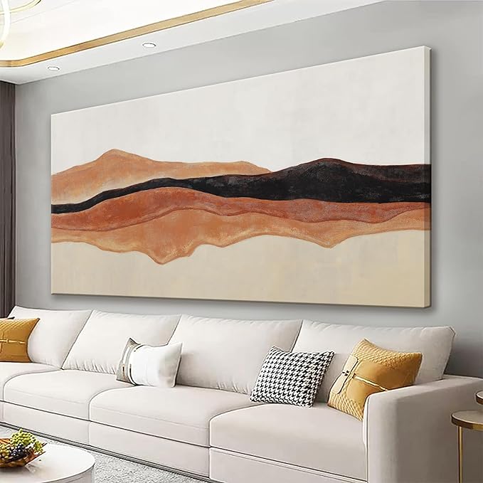 QSQ Large Abstract Wall Art For Living Room Decor Red Brown White Wall Art Painting Prints Minimalist Abstract Art Modern Canvas Art Wall Decor Pictures For Bedroom Kitchen Office 29" × 58"