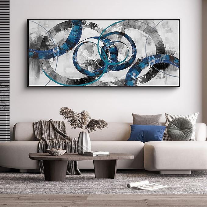 XLSJERST Extra Large Blue Abstract Canvas Wall Art - Modern Art Wall Decor for Living Room, Bedroom, Office
