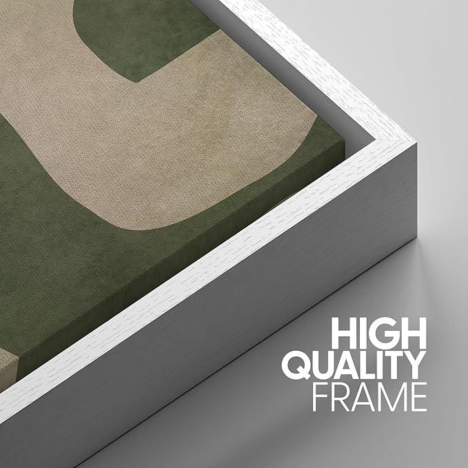 SIGNWIN Framed Canvas Print Wall Art Set Abstract Geometric Green and Beige Tones Illustrations Modern Art Decorative Boho Relax/Zen Nordic for Living Room, Bedroom, Office - 24"x36"x3 White