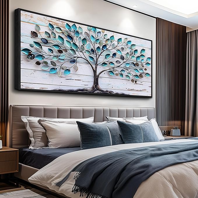 MHARTK66 Large Canvas Wall Art Framed-Tree Abstract Paintings Wall Decor Living Room Pictures Bedroom Artwork for Walls Landscape Farmhouse Decorations Botanical Prints Framed for Office Home Decor