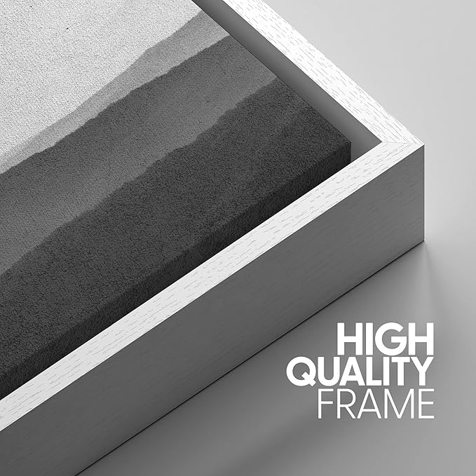 SIGNWIN Framed Canvas Print Wall Art Side of Mountain in Mist Nature Rocky Cozy Neutral Minimalism Contemporary Black and White for Living Room, Bedroom, Office - 16"x24"x3 White