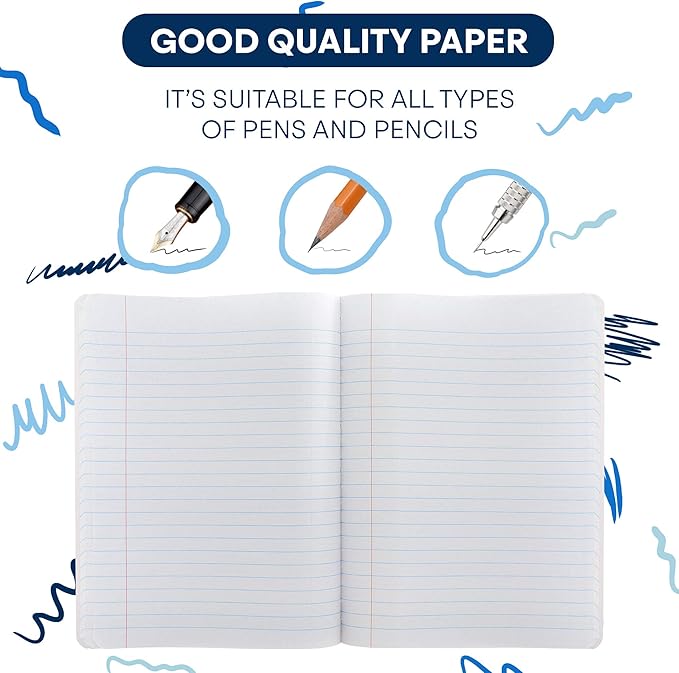 Composition Notebook Wide Ruled (2 Pack) Hard Cover Marble composition notebook, 100 Sheets, Wide Ruled Composition Notebooks, White Paper Composition books, Black and white composition notebook.