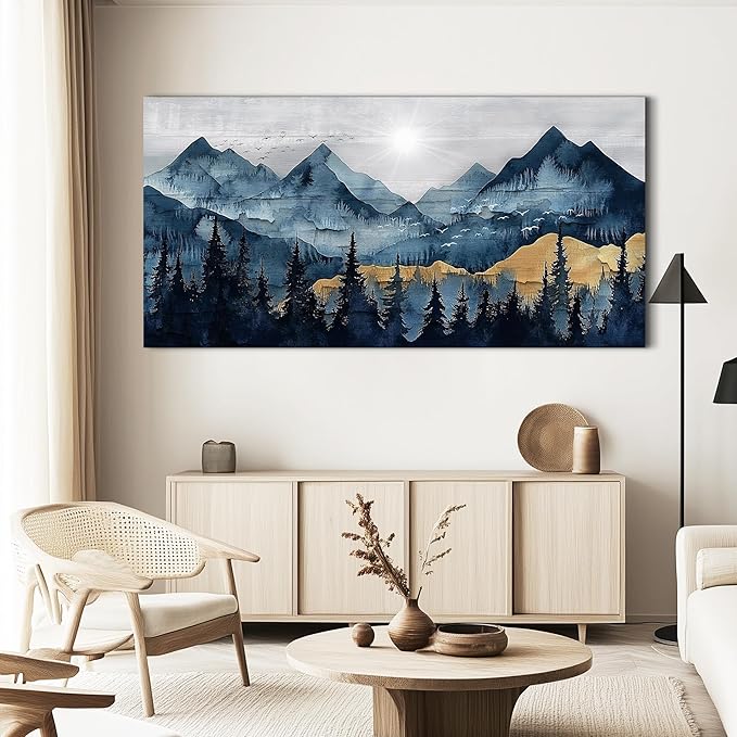 FUHAIHUA Canvas Wall Art For Living Room Large Wall Decor For Office Bedroom Decorations Mountain Landscape Pictures Abstract Painting Artwork Room Wall Mural Aesthetic Home Decor 30x60 In