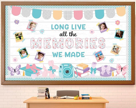 Graduation Bulletin Board Set DIY Photo Display Classroom Decoration End of Year Memories Bulletin Board Cutout for Graduation Elementary School Preschool Hallway Blackboard Wall Window Door