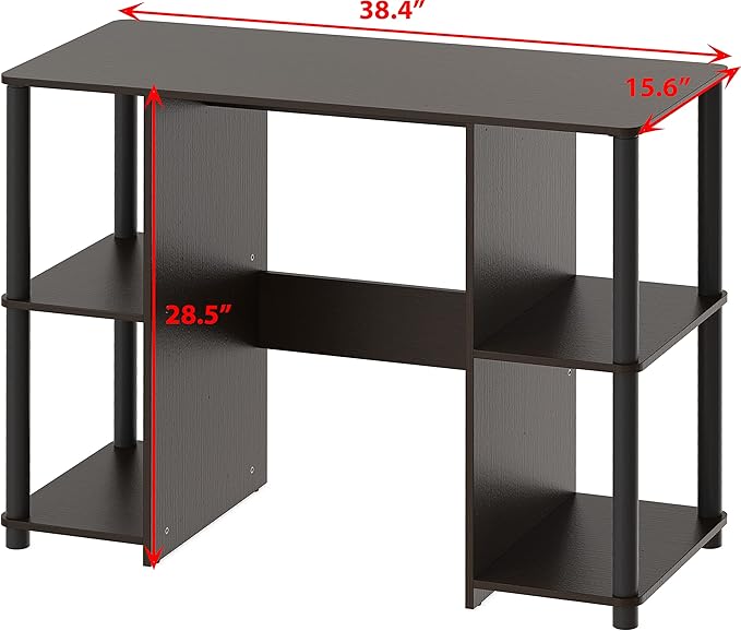 SHW 38-Inch Home Office Wood Desk with Double Sided Shelves, Espresso