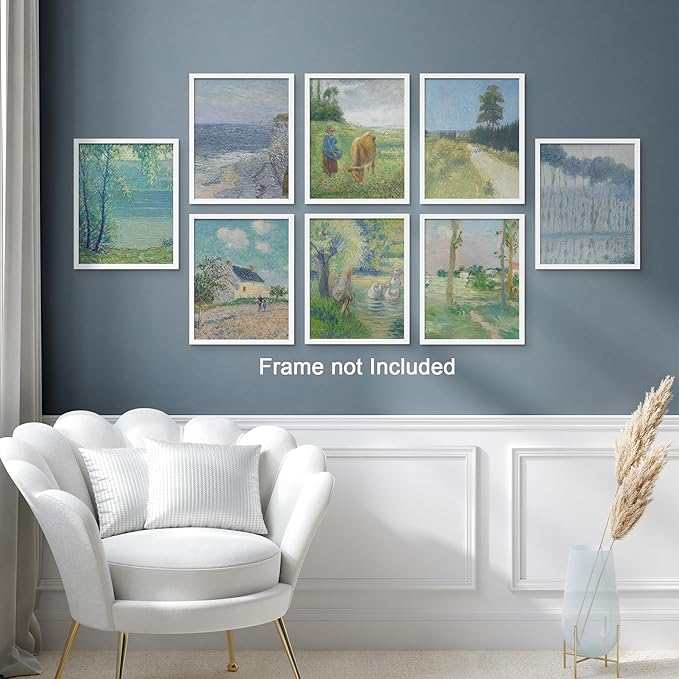 SIGNWIN Poster Wall Art Set of Vintage Posters Vintage Landscape Watercolor Nature Landscape, Rustic Framhouse Decor for Living Room, Bedroom, Office - 8"x10"x 8