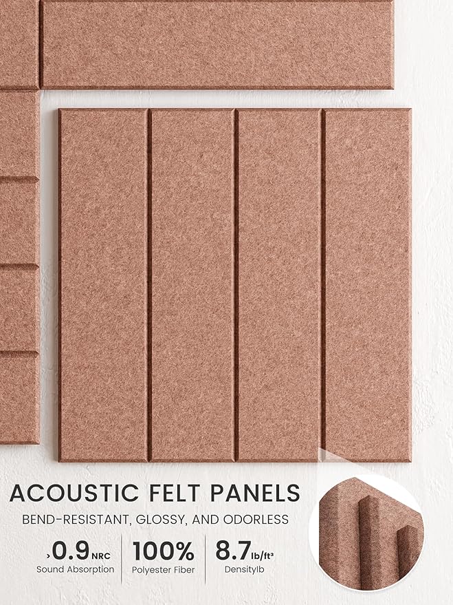 Bumusty Large Cork Board Alternative-48 x 36" Felt Bulletin Board Tiles, with 30 Pushpins, 70 Adhesive Tabs, 12-Pack Slat Wall Paneling, Cork Boards for Office Push Pin Board Felt Board-Terracotta