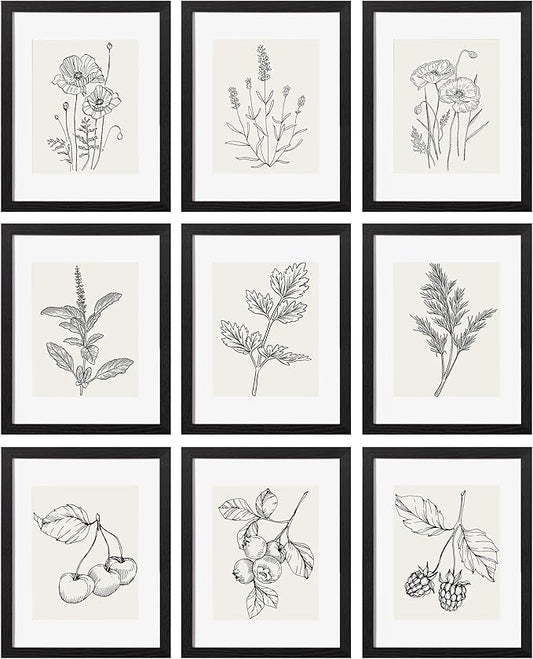 eletecpro 11x14 Picture Frames Set of 9 Classic Gallery Wall Frame Set, Displays 8x10 Photos with Mat or 11x14 No Mat, Black Picture Frames Collage Wall Decor for Home Decor