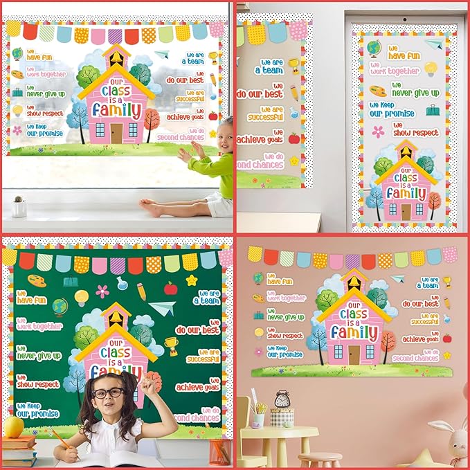 Motivational Bulletin Board Classroom Decorations Our Class is A Family Bulletin Board Set Colorful Positive Affirmation Inspirational Quote Paper Cutouts for Back To School Nursery Chalkboard Supplie