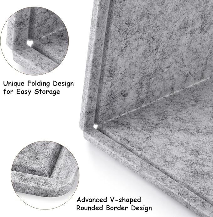 Large Bulletin Board, Foldable 60x36 Inches Cork Board Alternative, Large Felt Board Decorative Pin Board for Wall, Foldable Photo Board Self-Adhesive Vision Board with 36 Pushpins Light Gray