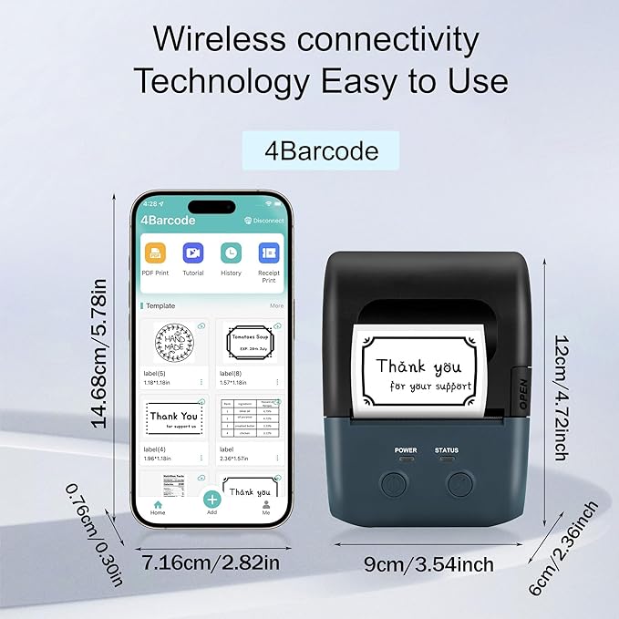 Label Maker - 2 Inch Thermal Label Printer L7 Portable Bluetooth Label Maker with Tape,Support with Android&IOS, Easy to Use for Office, Home, Business, Clothing, Address, Mailing(with 1 Roll Label)
