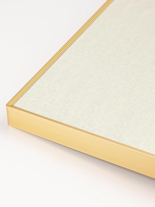 Bulletin Board 30 x 20 inches, Oatmeal White Pin Board Vision Board, Golden Aluminum Framed Fabric Cork Board with 10 Push Pins