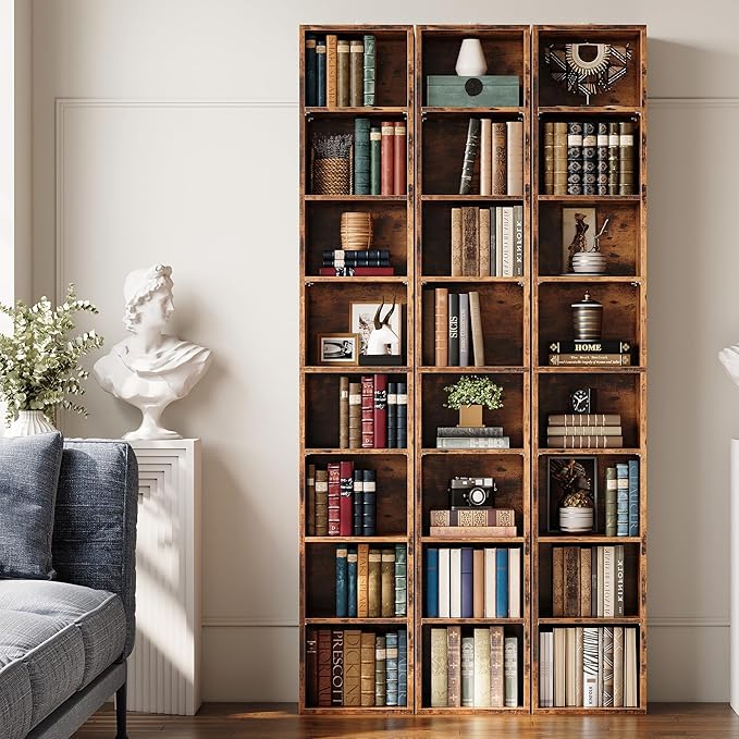 IRONCK Tall Narrow Bookshelf 8 Tiers, Compact Corner Bookcase, Easy to Match for Living Room, Office, Study, Bedroom