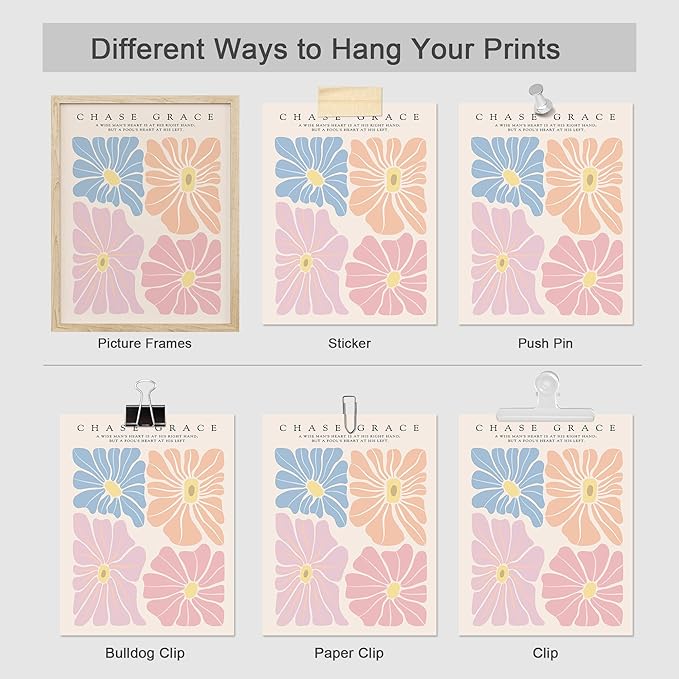 SIGNWIN Poster Wall Art Set of Colorful Botanical Flower Daisy Rose for Living Room, Bedroom, Office - 8"x10"x 8